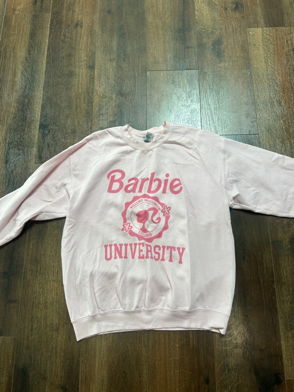 Gildan Barbie University Pink Crewneck Sweatshirt